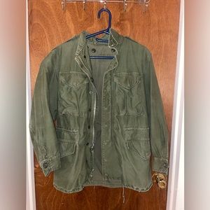 Vintage Army Green Wind Resistant Mens Coat